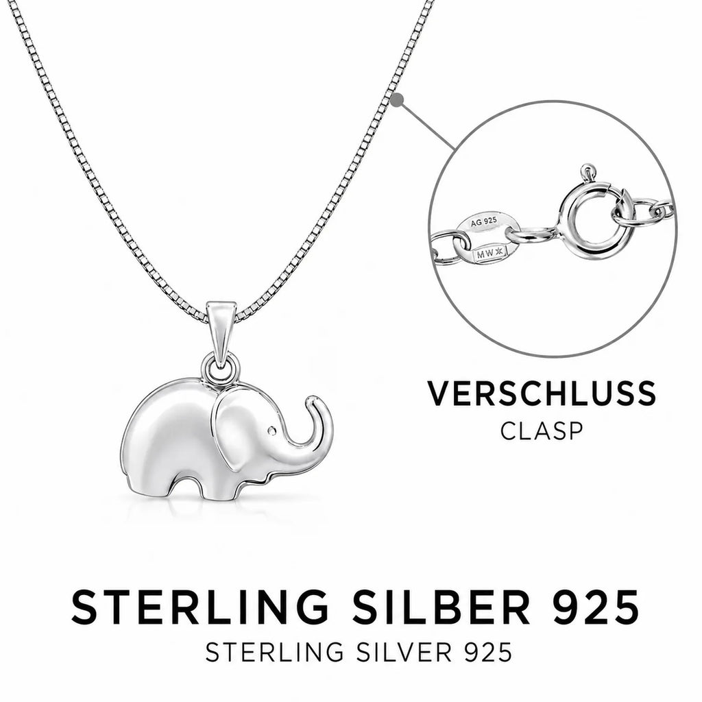 Elefanten Halskette aus 925 Sterling Silber mit Anhänger für Damen als Geschenk