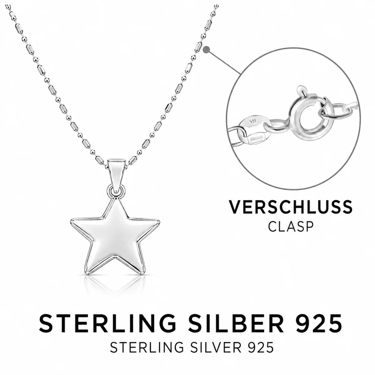Stern Halskette aus 925 Sterling Silber mit Anhänger für Damen als Geschenk