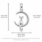 Katzen Halskette aus 925 Sterling Silber mit Mond Anhänger für Damen als Geschenk