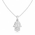 Hamsa Hand Halskette aus 925 Sterling Silber – Fatimas Hand Anhänger für Damen
