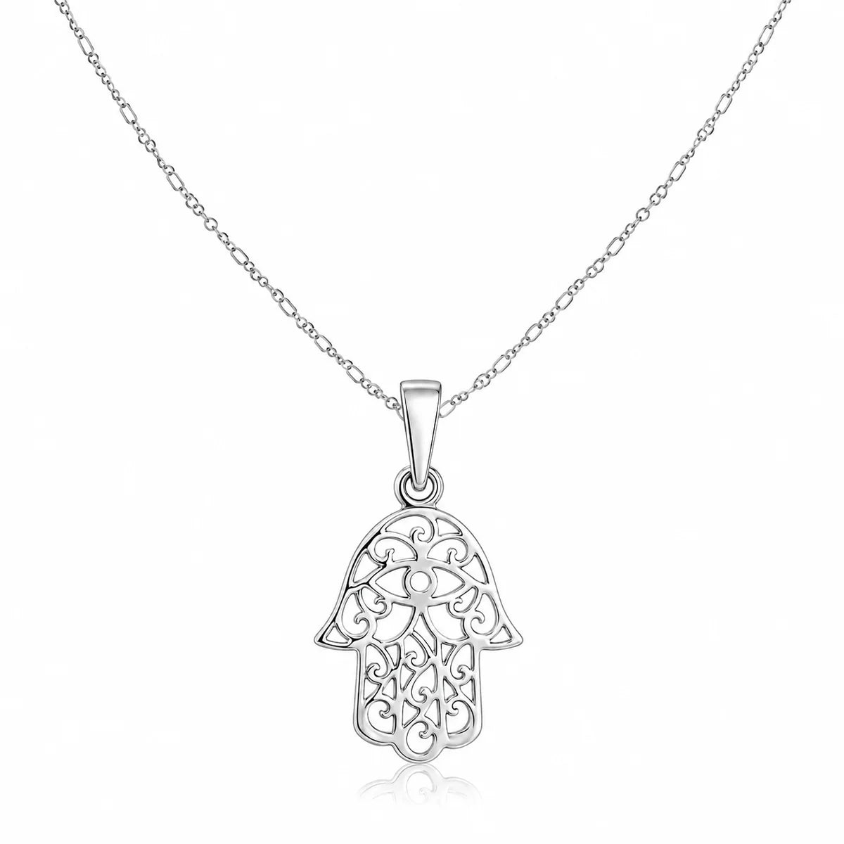 Hamsa Hand Halskette aus 925 Sterling Silber – Fatimas Hand Anhänger für Damen
