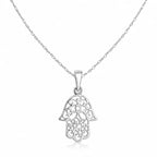 Hamsa Hand Halskette aus 925 Sterling Silber – Fatimas Hand Anhänger für Damen