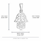 Hamsa Hand Halskette aus 925 Sterling Silber – Fatimas Hand Anhänger für Damen