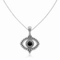 Böser Blick Halskette 925 Sterling Silber – Evil Eye Anhänger mit schwarzem Stein für Damen