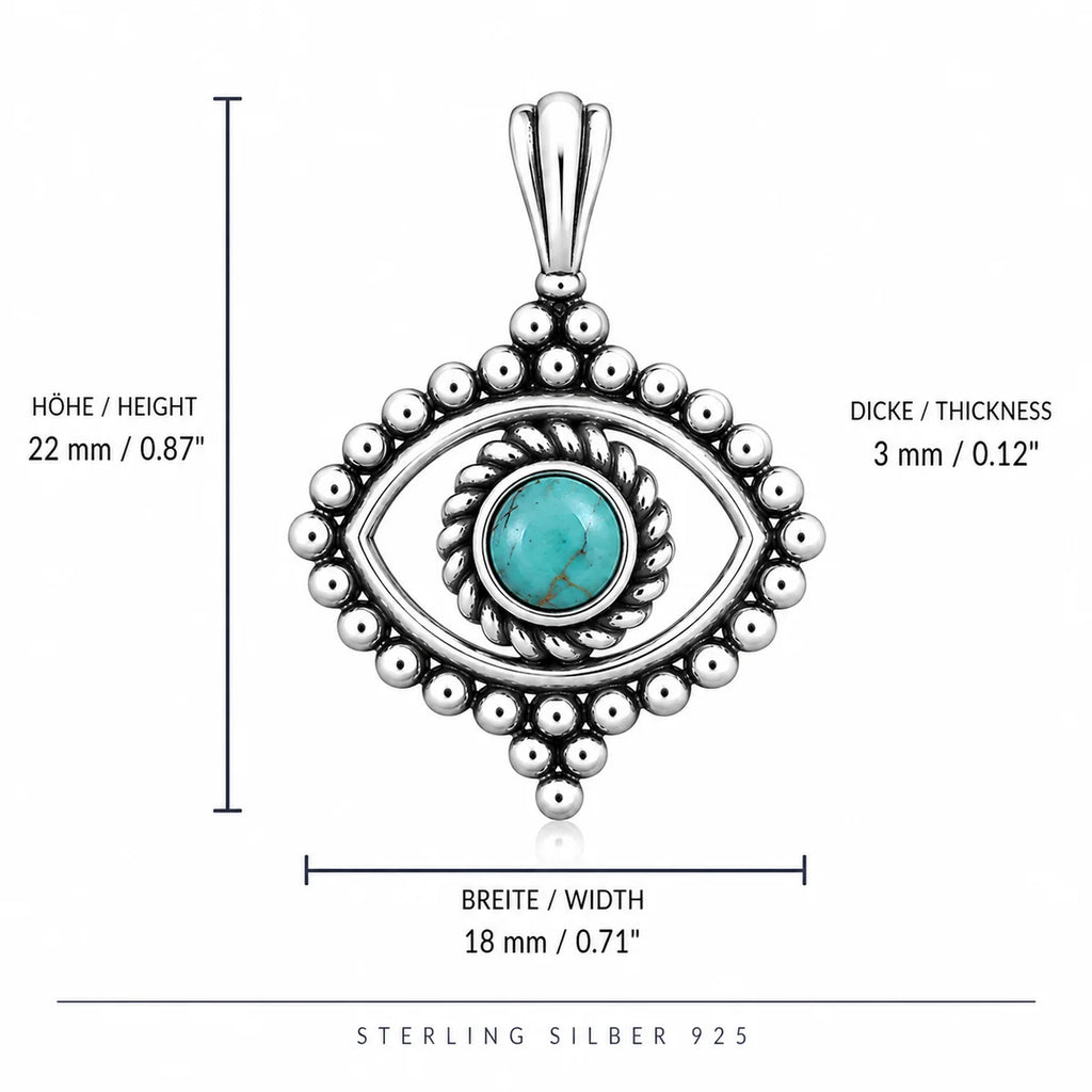 Auge Halskette aus 925 Sterling Silber mit türkisfarbenem Stein für Damen Boho Schmuck