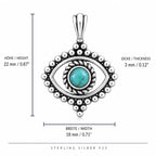Auge Halskette aus 925 Sterling Silber mit türkisfarbenem Stein für Damen Boho Schmuck