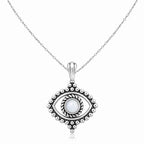 Auge Halskette aus 925 Sterling Silber mit weißem Stein für Damen Boho Schmuck