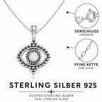 Auge Halskette aus 925 Sterling Silber mit weißem Stein für Damen Boho Schmuck