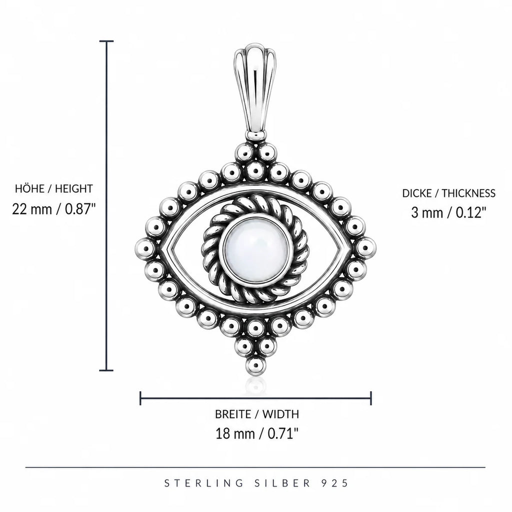 Auge Halskette aus 925 Sterling Silber mit weißem Stein für Damen Boho Schmuck