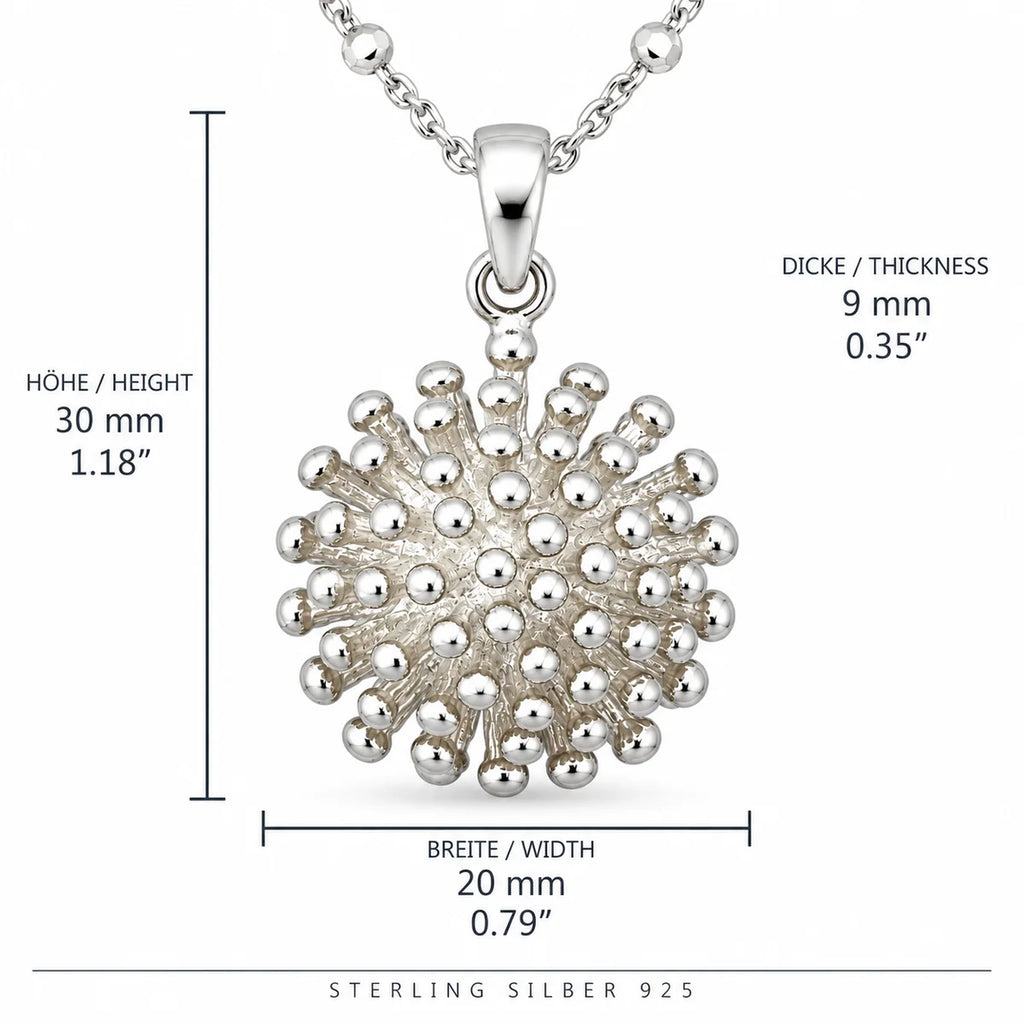 Silber 925 Anhänger Kugelblume – 3D Pusteblume mit Kugeldesign