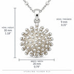 Silber 925 Anhänger Kugelblume – 3D Pusteblume mit Kugeldesign