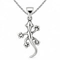 Silber 925 Halskette mit Gecko Anhänger Eidechse Salamander 45 cm