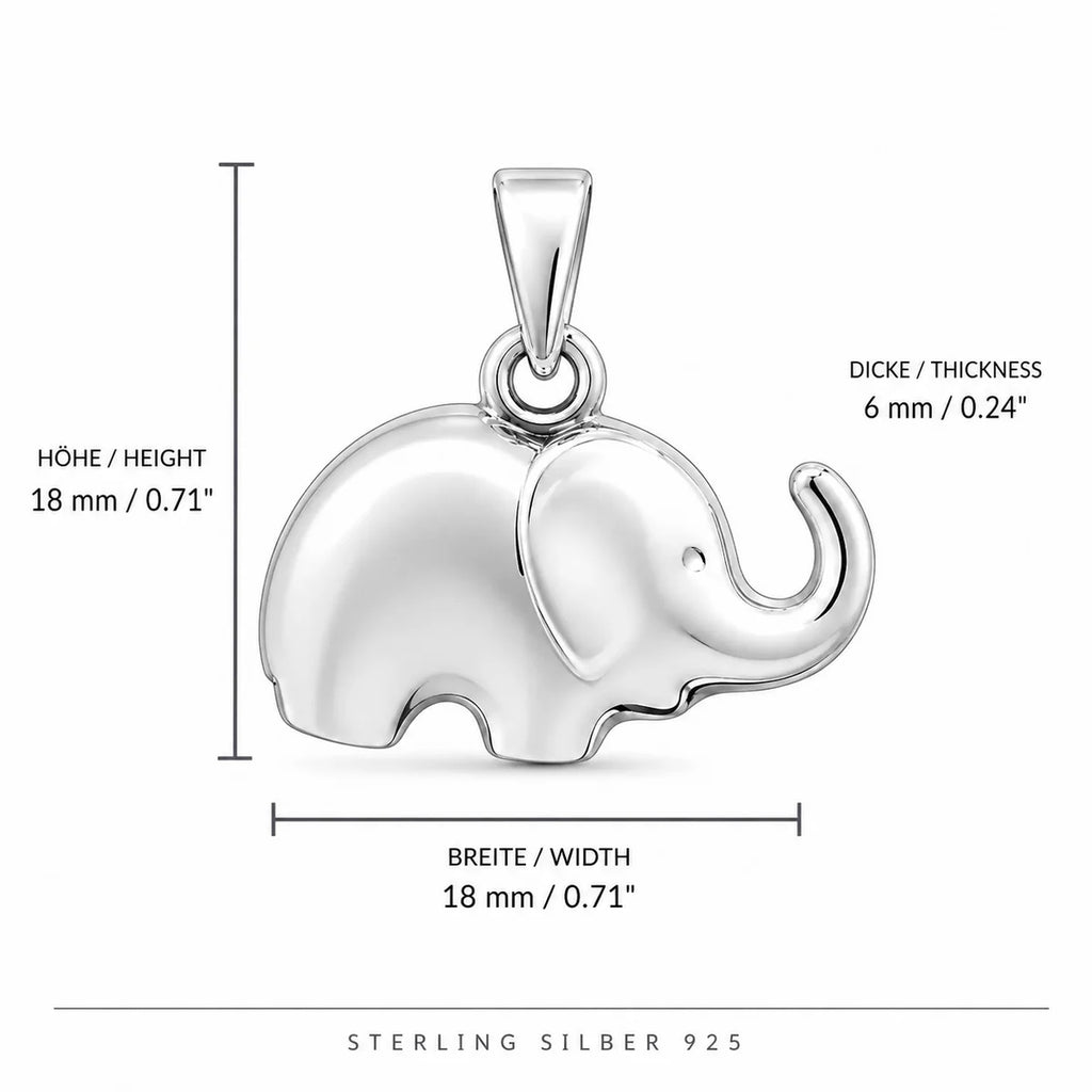 Elefant Anhänger aus 925 Sterling Silber für Damen Tiermotiv Schmuck als Geschenk