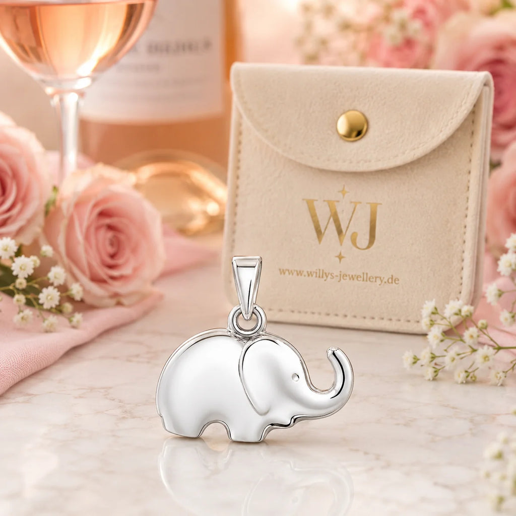 Elefant Anhänger aus 925 Sterling Silber für Damen Tiermotiv Schmuck als Geschenk