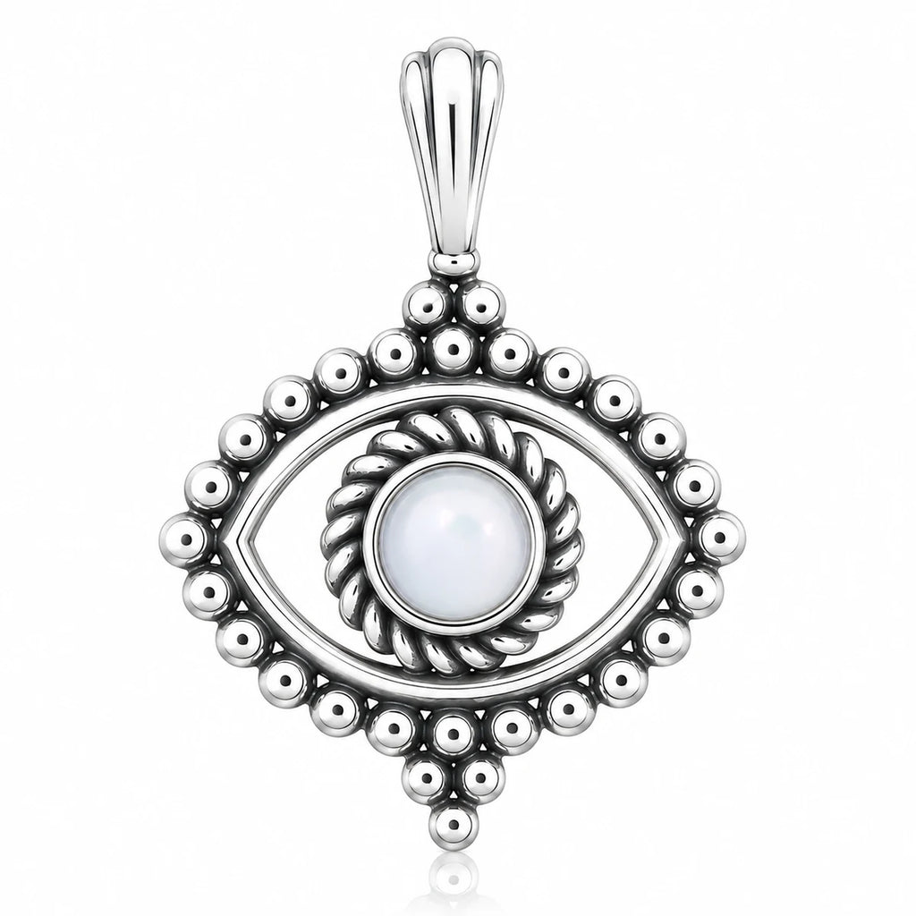 Auge Anhänger aus 925 Sterling Silber mit Perle für Damen Boho Schmuck als Geschenk