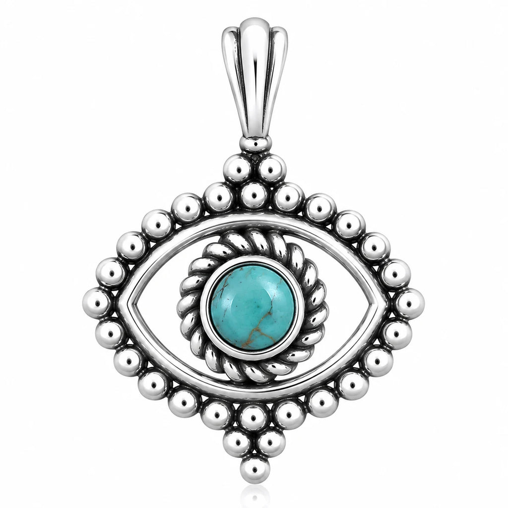 Auge Anhänger aus 925 Sterling Silber mit Türkis für Damen Boho Schmuck als Geschenk