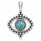 Auge Anhänger aus 925 Sterling Silber mit Türkis für Damen Boho Schmuck als Geschenk