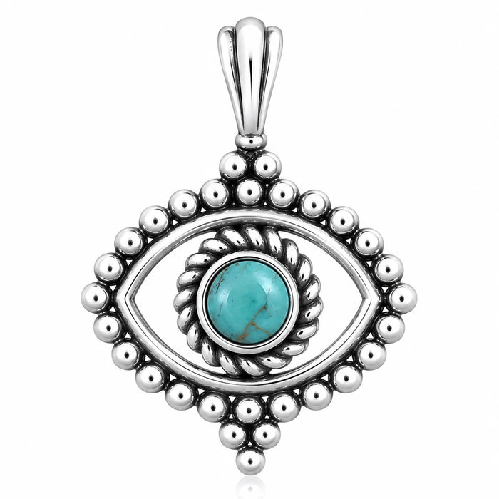 Auge Anhänger aus 925 Sterling Silber mit Türkis für Damen Boho Schmuck als Geschenk