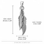 Feder-Anhänger aus 925 Sterling Silber mit drei beweglichen Federn, 34 mm