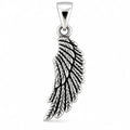 Flügel-Anhänger aus 925 Sterling Silber mit Federstruktur, 25 mm