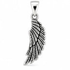 Flügel-Anhänger aus 925 Sterling Silber mit Federstruktur, 25 mm