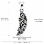 Flügel-Anhänger aus 925 Sterling Silber mit Federstruktur, 25 mm