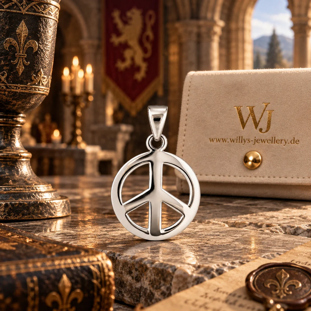 Peace-Zeichen Anhänger aus 925 Sterling Silber – Friedenssymbol, 25 mm