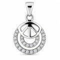 Silber 925 Anhänger mit Peace-Zeichen und Zirkonia – Rund