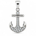 Silber 925 Anker Anhänger mit Zirkonia – Maritimer Schmuck