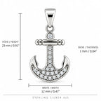Silber 925 Anker Anhänger mit Zirkonia – Maritimer Schmuck