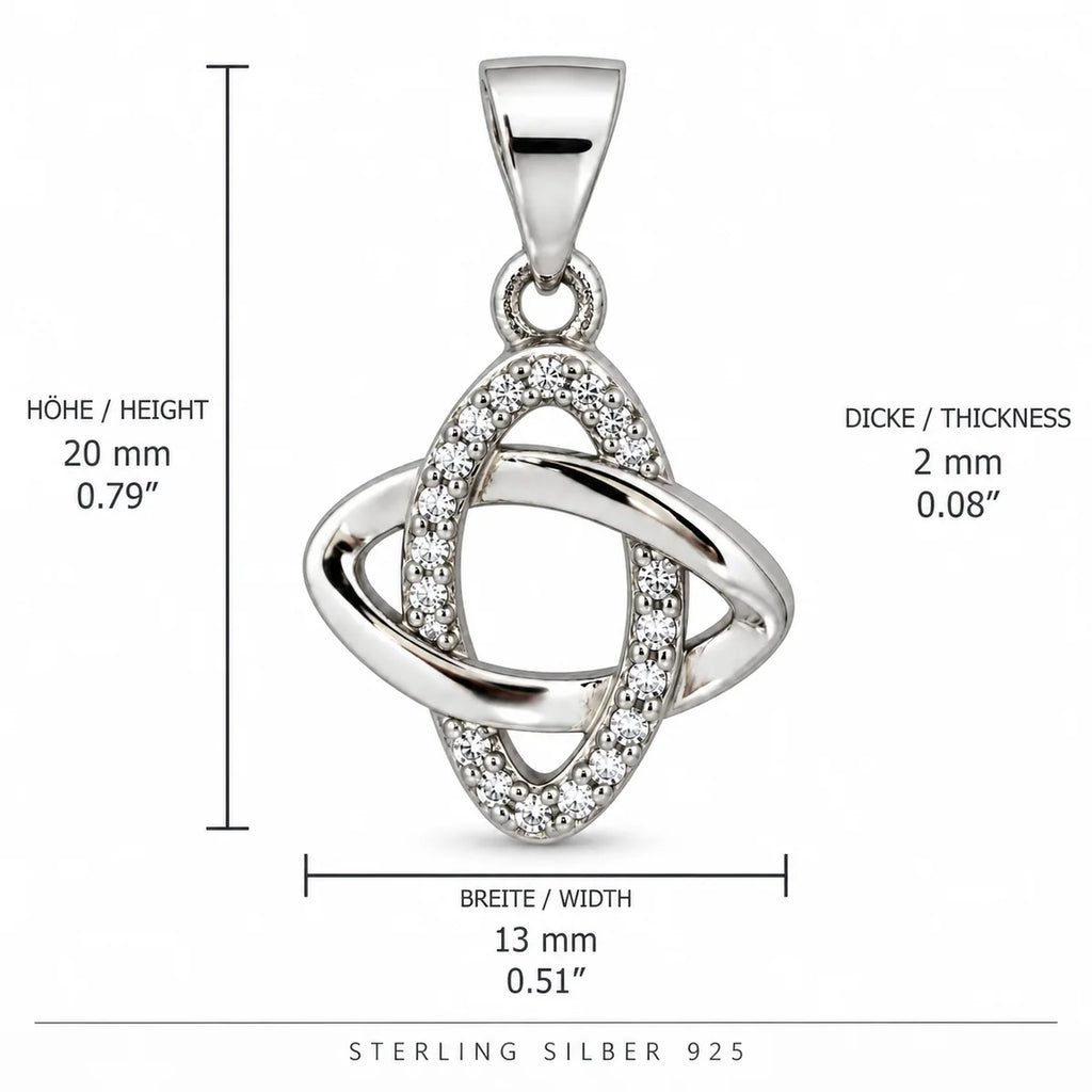 Silber 925 Anhänger mit Zirkonia – Verschlungene Ringe
