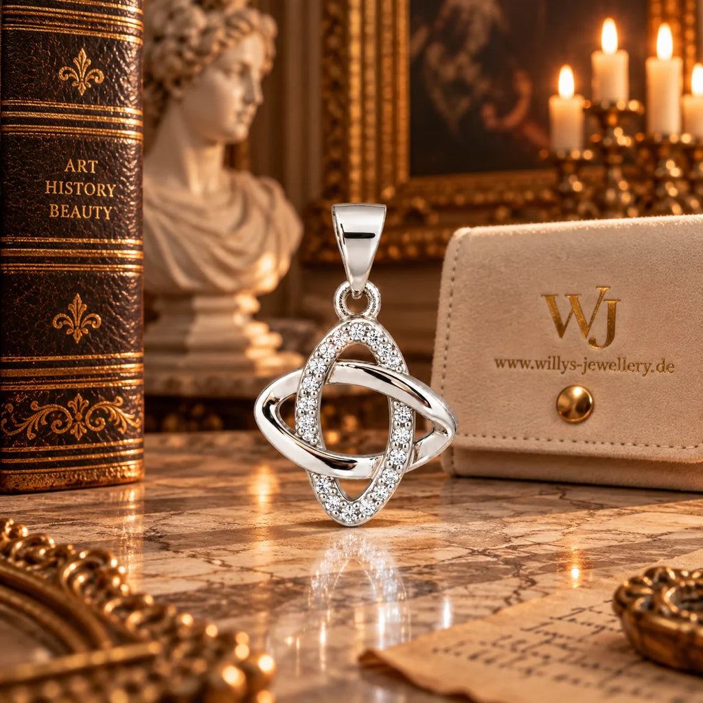 Silber 925 Anhänger mit Zirkonia – Verschlungene Ringe