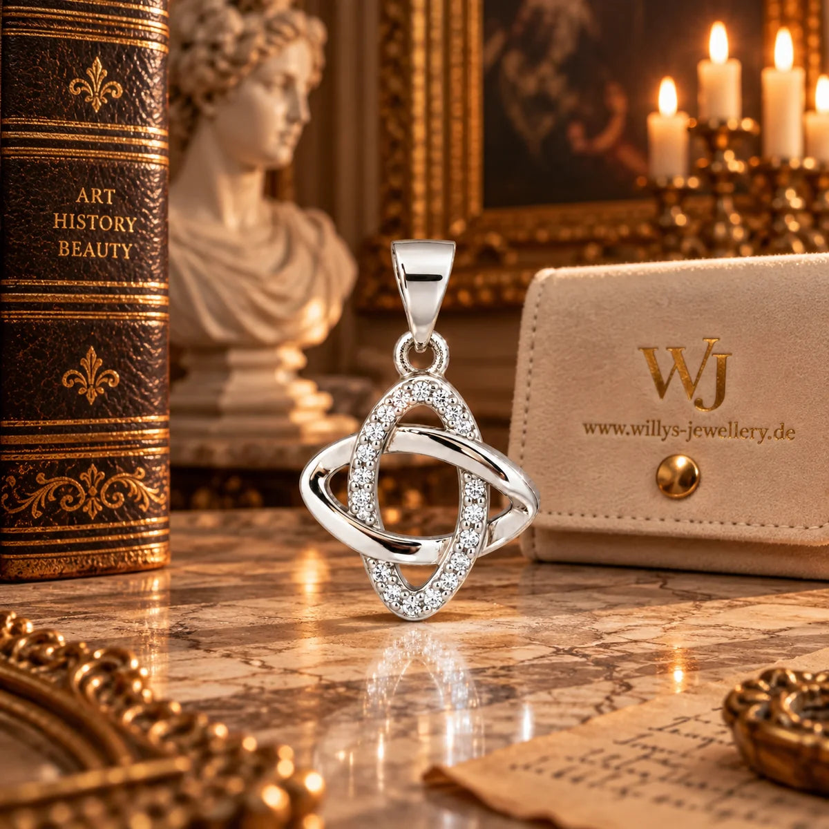 Silber 925 Anhänger mit Zirkonia – Verschlungene Ringe