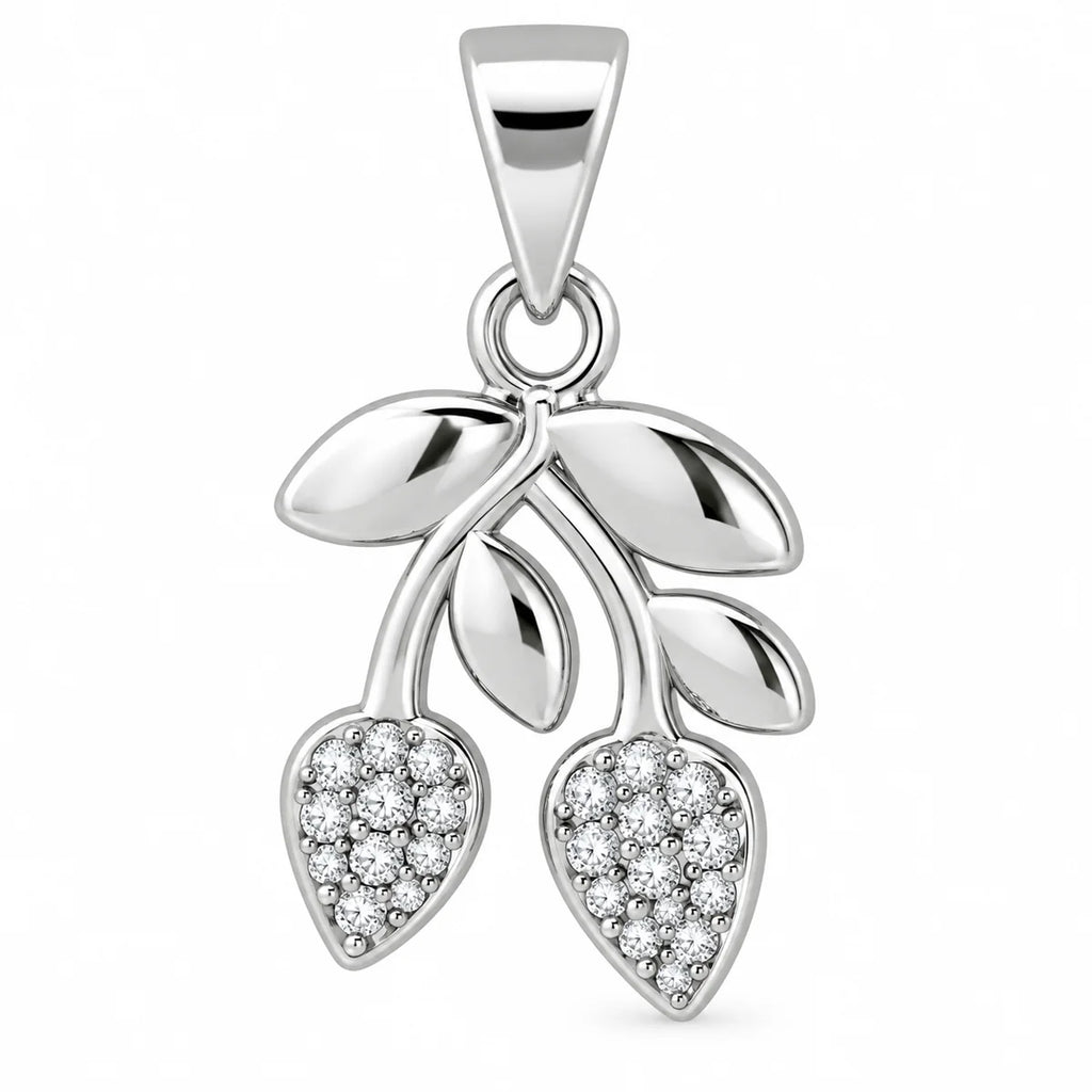 Silber 925 Olivenzweig Anhänger mit Zirkonia – Eleganter Damenschmuck