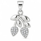 Silber 925 Olivenzweig Anhänger mit Zirkonia – Eleganter Damenschmuck