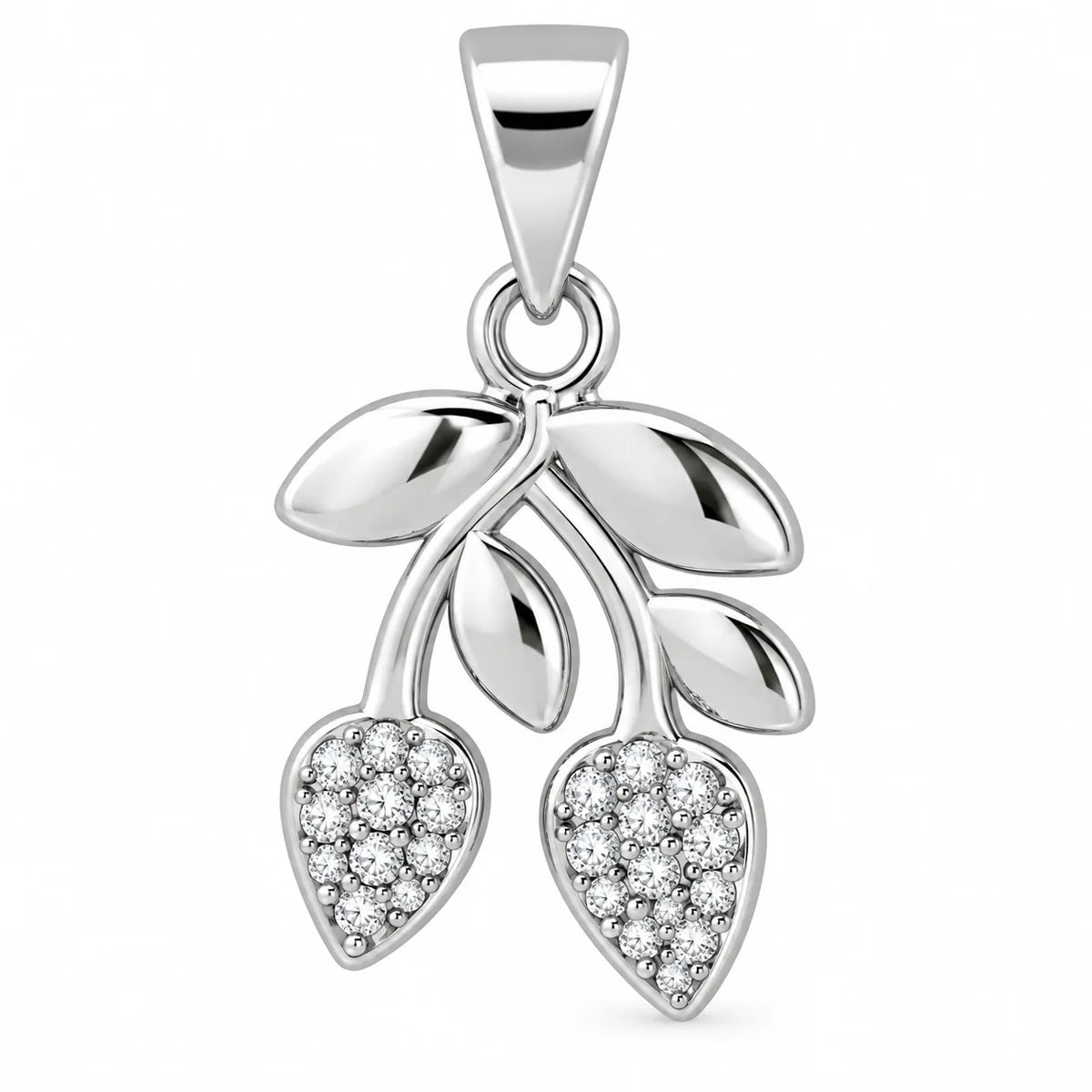 Silber 925 Olivenzweig Anhänger mit Zirkonia – Eleganter Damenschmuck