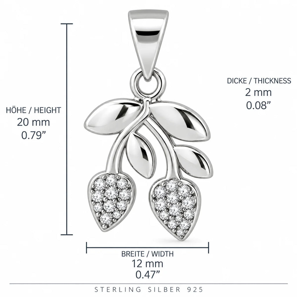 Silber 925 Olivenzweig Anhänger mit Zirkonia – Eleganter Damenschmuck