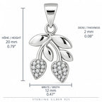 Silber 925 Olivenzweig Anhänger mit Zirkonia – Eleganter Damenschmuck