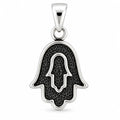 Silber 925 Hamsa Hand Anhänger mit schwarzen Steinen – Fatima Hand