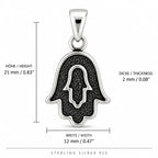 Silber 925 Hamsa Hand Anhänger mit schwarzen Steinen – Fatima Hand