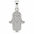Silber 925 Hamsa Hand Anhänger mit Herz und Zirkonia