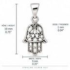 Silber 925 Hamsa Hand Anhänger mit filigranem Ornamentmuster