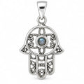 Silber 925 Hamsa Hand Anhänger mit Perlmuttstein – Orientalisches Design