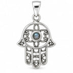 Silber 925 Hamsa Hand Anhänger mit Perlmuttstein – Orientalisches Design