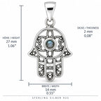 Silber 925 Hamsa Hand Anhänger mit Perlmuttstein – Orientalisches Design