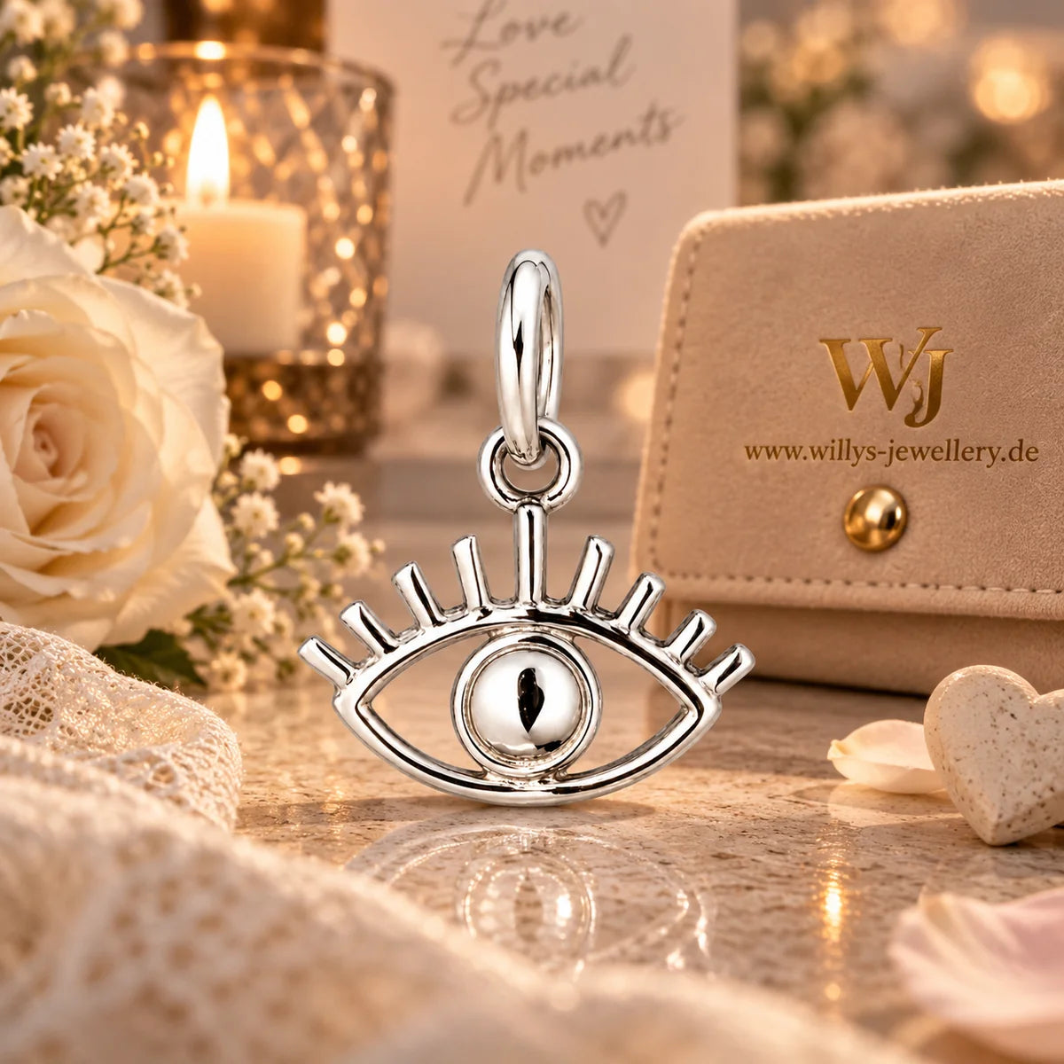 Silber 925 Auge Anhänger – Nazar Schutzsymbol im minimalistischen Design