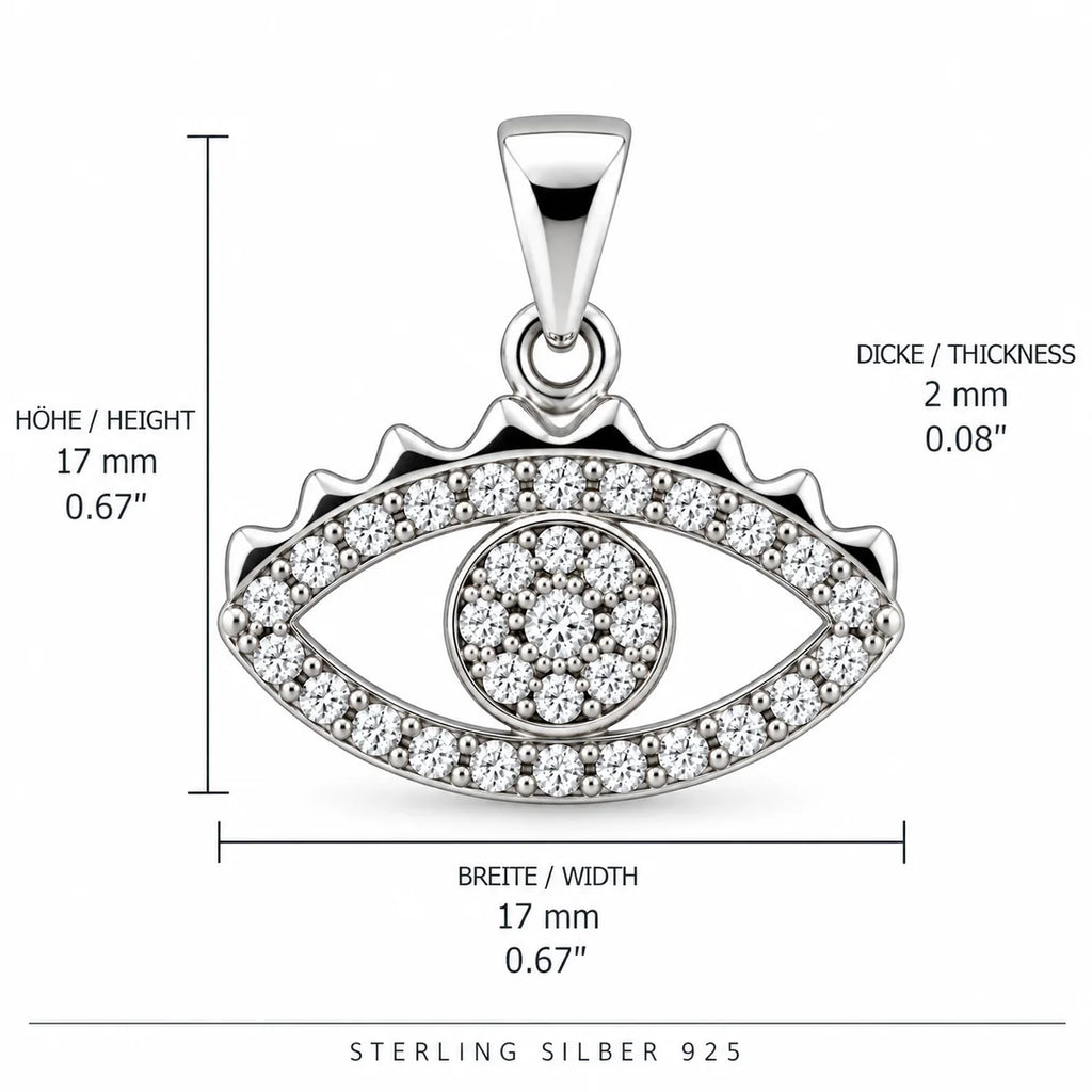 Silber 925 Nazar Auge Anhänger mit funkelndem Steinbesatz – Evil Eye