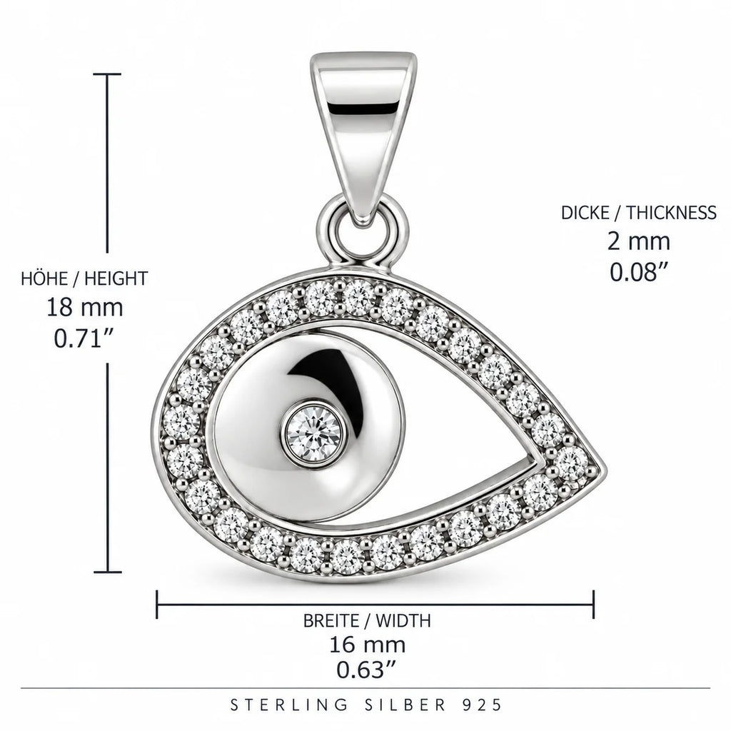 Silber 925 Nazar Auge Anhänger mit funkelndem Steinbesatz – Evil Eye