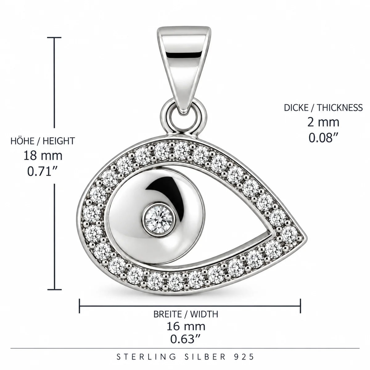 Silber 925 Nazar Auge Anhänger mit funkelndem Steinbesatz – Evil Eye