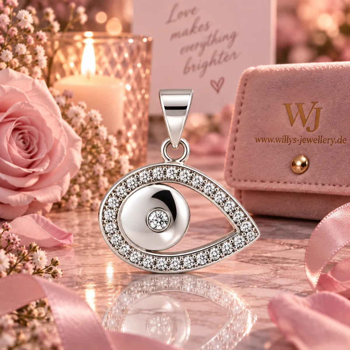 Silber 925 Nazar Auge Anhänger mit funkelndem Steinbesatz – Evil Eye